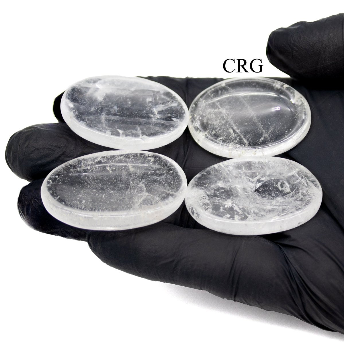 Clear Quartz Worry Stones with Thumb Indent (4 Pieces) Size 1 Inch Crystal Gemstone