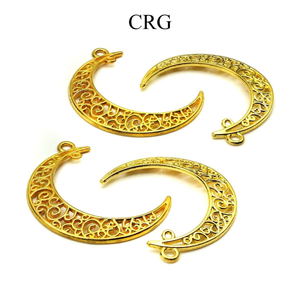 Crescent Moon Connector Pendant (10 Pieces) Size 30 by 40 mm Gold Jewelry Charm
