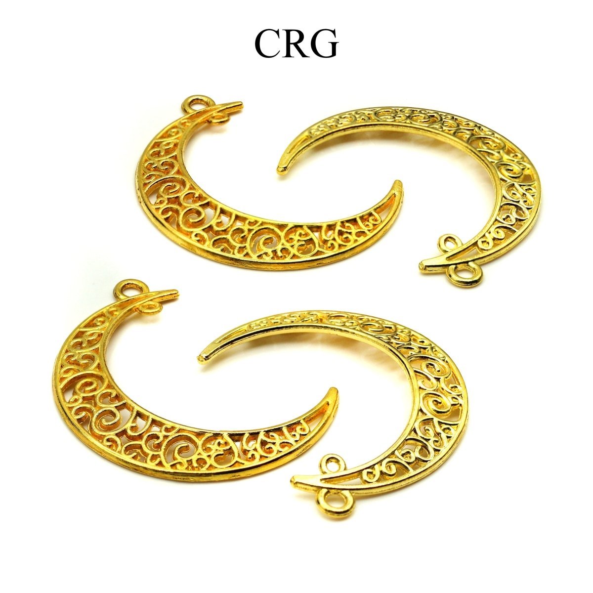 Crescent Moon Connector Pendant (10 Pieces) Size 30 by 40 mm Gold Jewelry Charm
