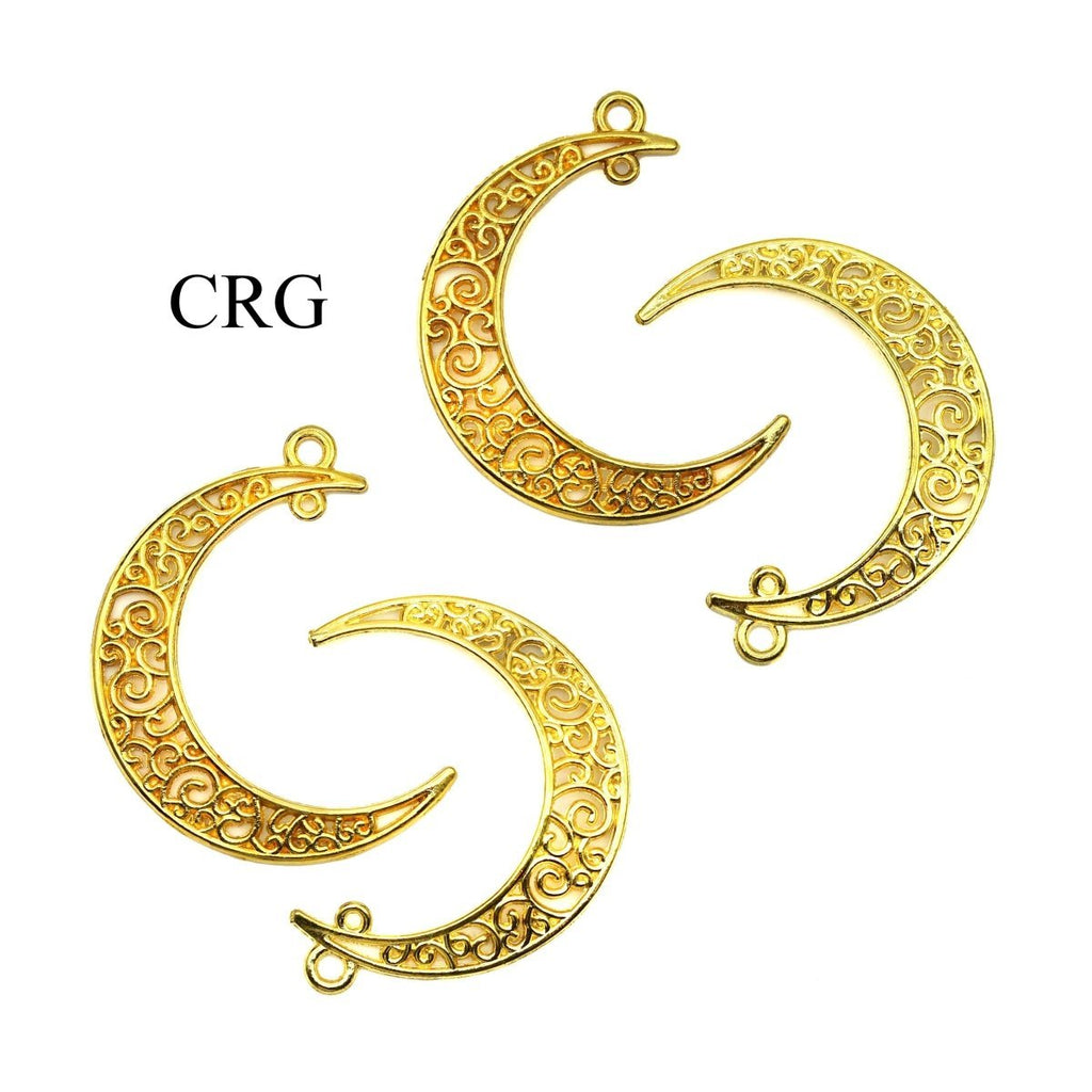 Crescent Moon Connector Pendant (10 Pieces) Size 30 by 40 mm Gold Jewelry Charm