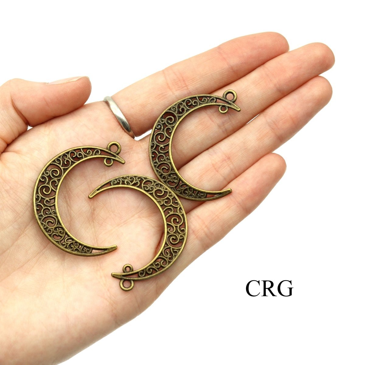 Crescent Moon Connector Pendant (10 Pieces) Size 30 by 40 mm Jewelry Charm Lot