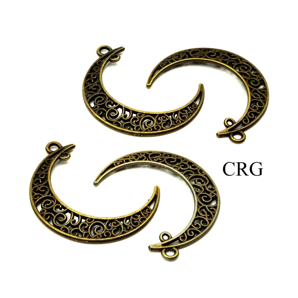 Crescent Moon Connector Pendant (10 Pieces) Size 30 by 40 mm Jewelry Charm Lot