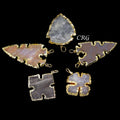 Mixed Jasper & Quartz Shaped Pendants with Gold Plating (1 To 2 Inches) (5 Pieces) (INJD)
