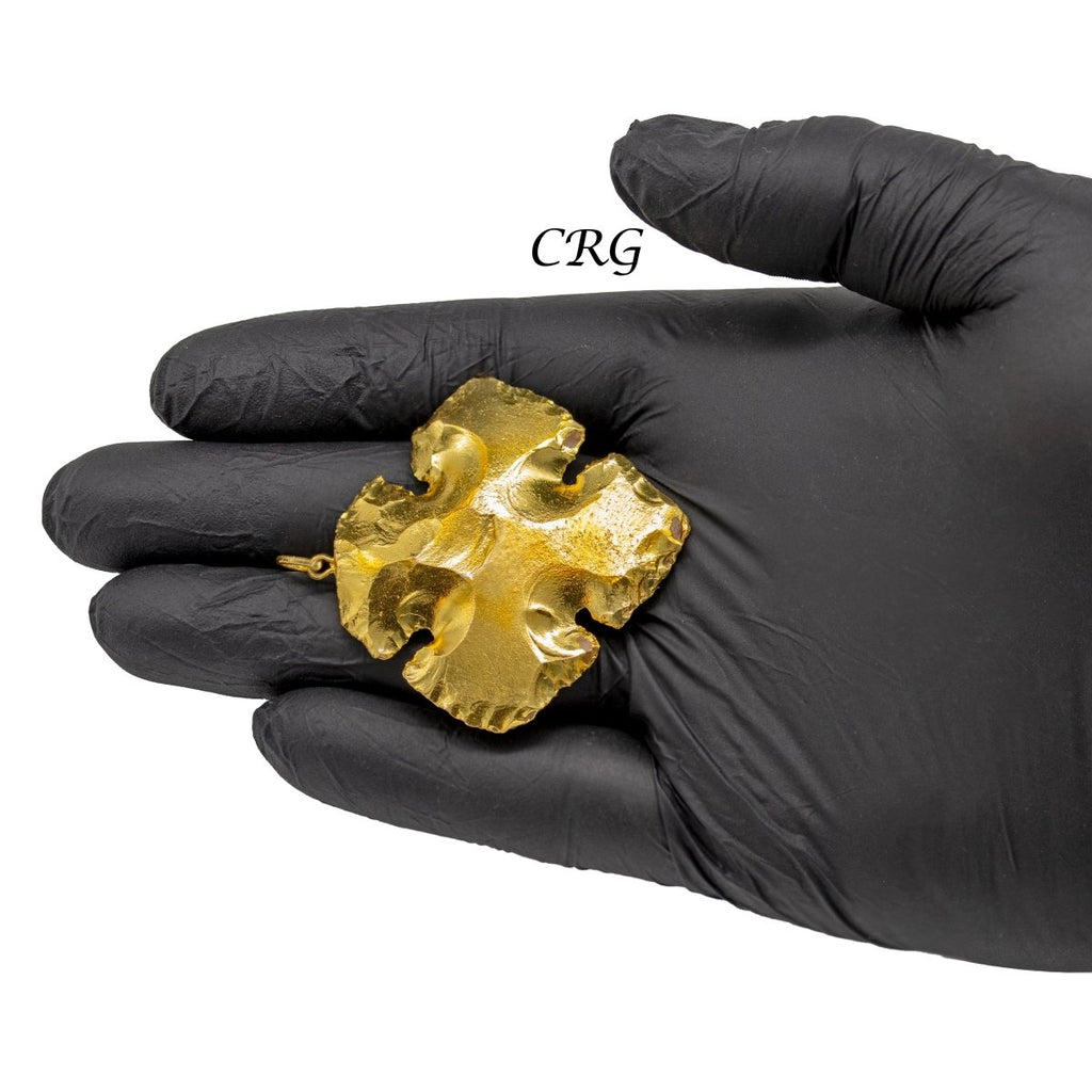 Gold Plated Cross and Arrowhead Pendants (1 To 2 Inches) (5 Pieces) (INJD)