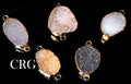 Agate Druzy Freeform Connector with Gold Plating (0.5 To 1 Inch) (1 Piece)