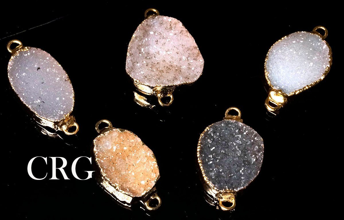 Agate Druzy Freeform Connector with Gold Plating (0.5 To 1 Inch) (1 Piece)