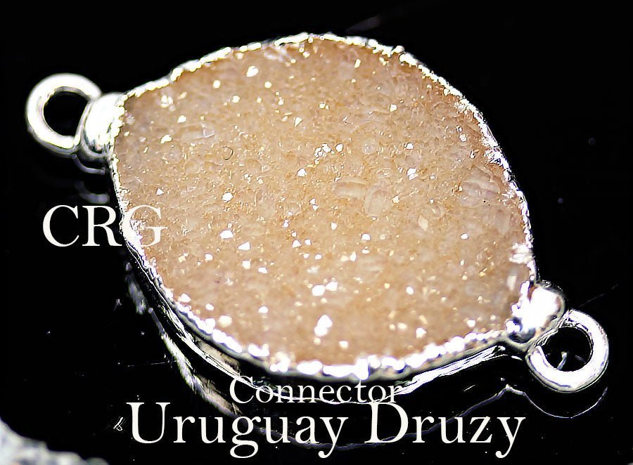 Crystal Druzy Marquise Connector with Silver Plating (1 Piece) Size 1 Inch Druzy Pendant