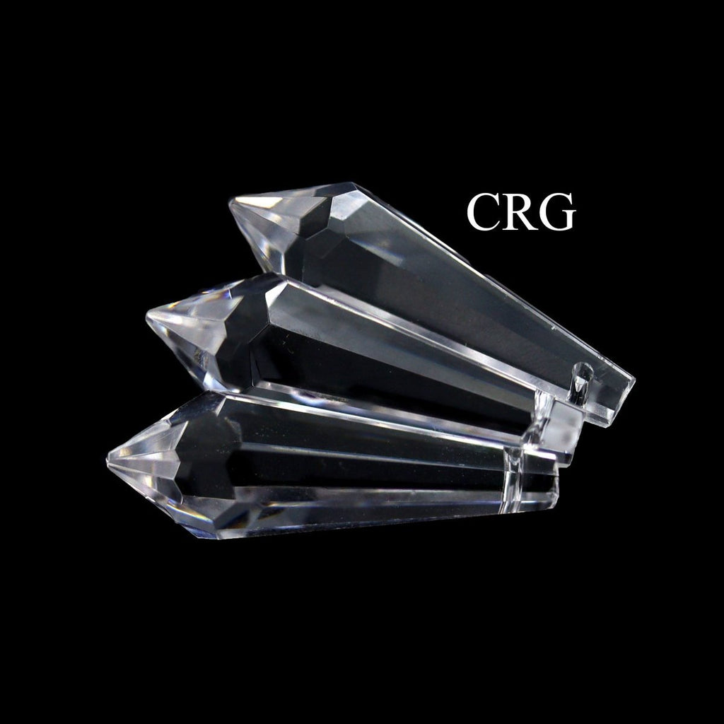 Glass Pendulum Prism Point Pendant with Drilled Hole (1.5 Inches) (1 Piece)