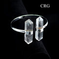 Clear Quartz Double Terminated Point Silver-Plated Cuff Bracelet (2.75 Inches) (1 Piece)