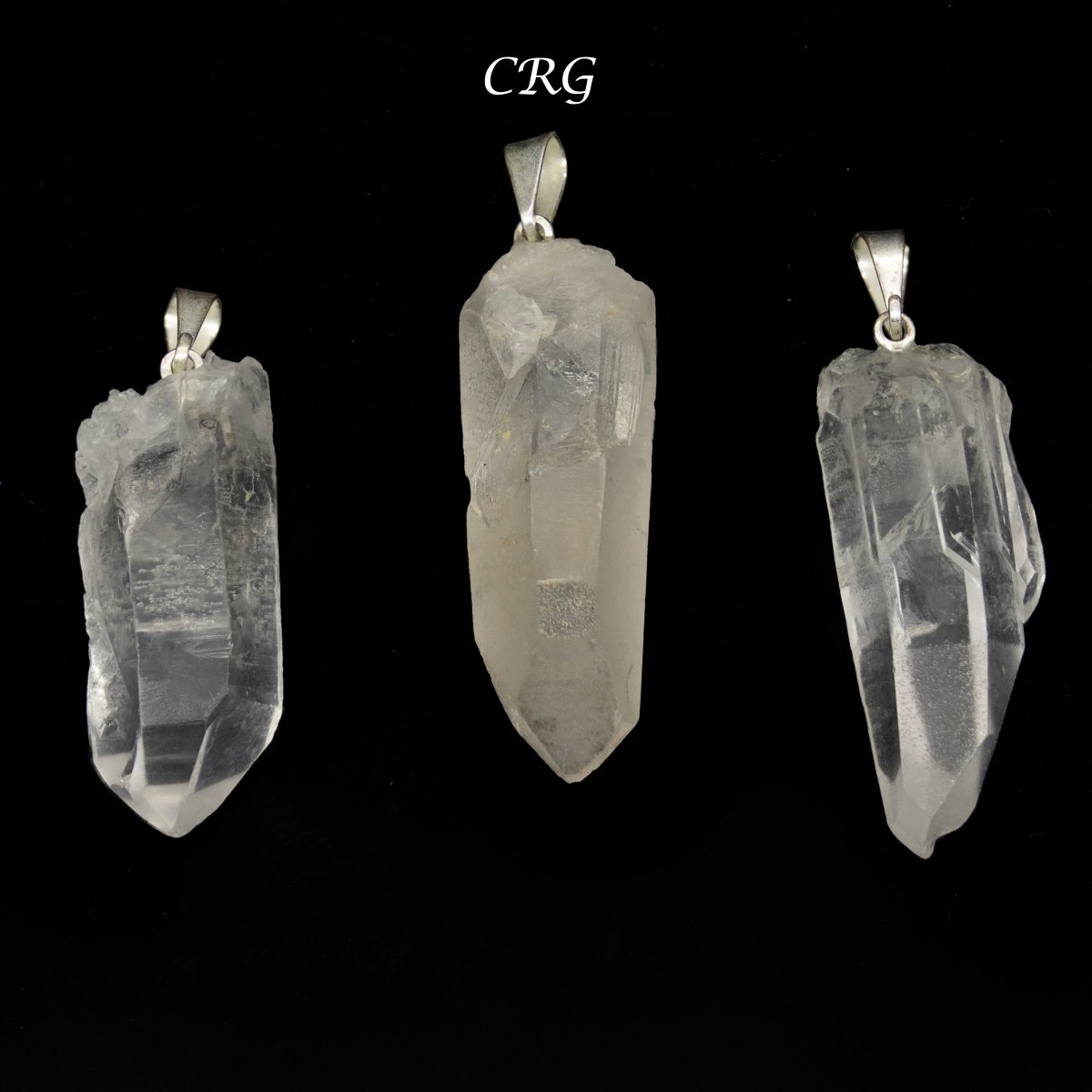 Crystal Quartz Point Pendant with Silver Plated Bail (0.5 To 0.75 Inch) (5 Pieces)