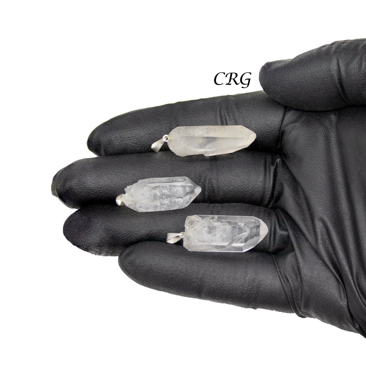 Crystal Quartz Point Pendant with Silver Plated Bail (0.5 To 0.75 Inch) (5 Pieces)