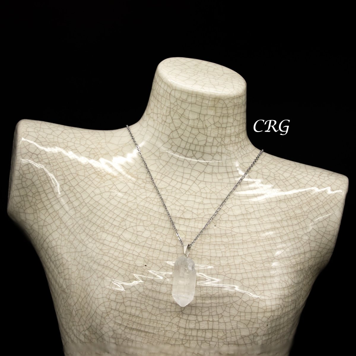 Crystal Quartz Point Pendant with Silver Plated Bail (0.5 To 0.75 Inch) (5 Pieces)