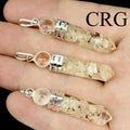 Crystal Quartz Orgonite Point Pendant (1 inch) Silver-Plated Crystal Charm (4 Pieces) (INJD)