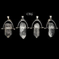 Crystal Quartz Point Pendant with Silver-Plated Arch Bail (1.5 Inches) (4 Pieces)