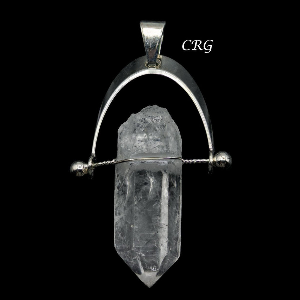 Crystal Quartz Point Pendant with Silver-Plated Arch Bail (1.5 Inches) (4 Pieces)