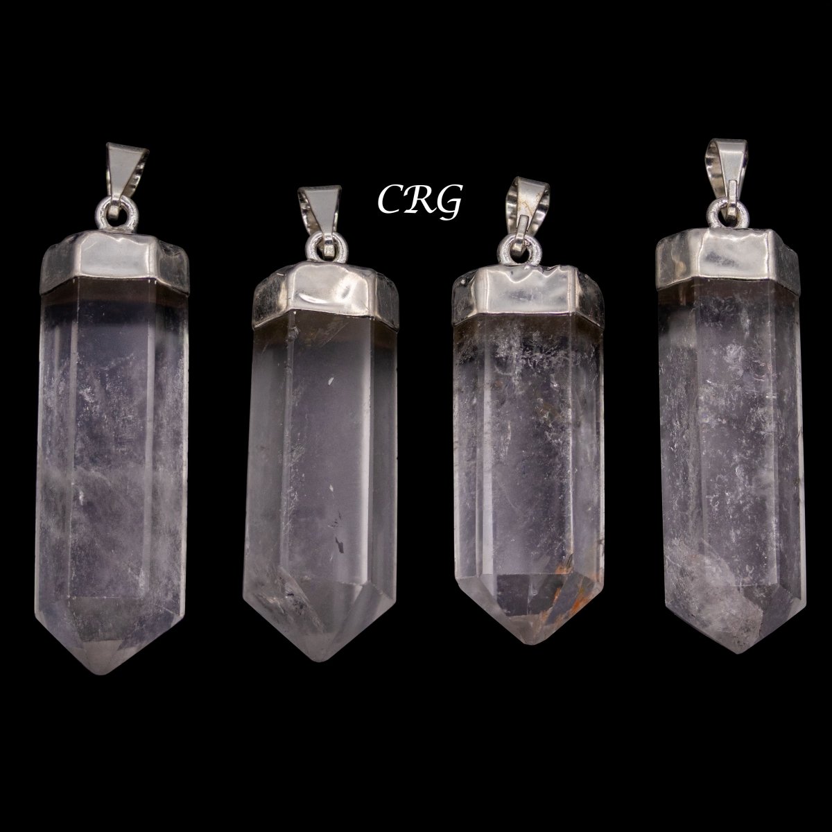 Clear Quartz Polished Point Pendant with Silver Plating (1 To 1.5 Inches) (2 Pieces)