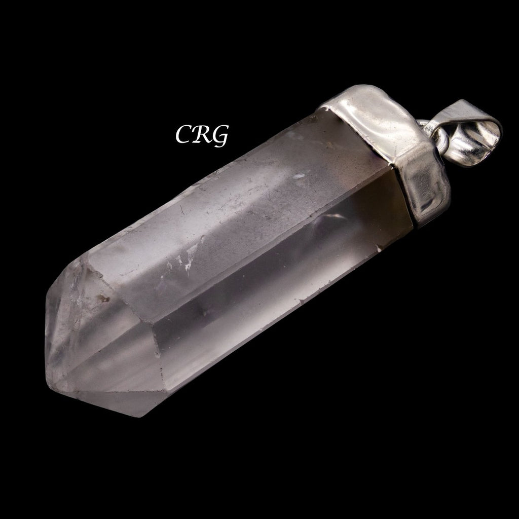 Clear Quartz Polished Point Pendant with Silver Plating (1 To 1.5 Inches) (2 Pieces)