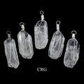 Crystal Quartz Point Pendant with Silver Plated Wire Cage (1 To 1.5 Inches) (4 Pieces)