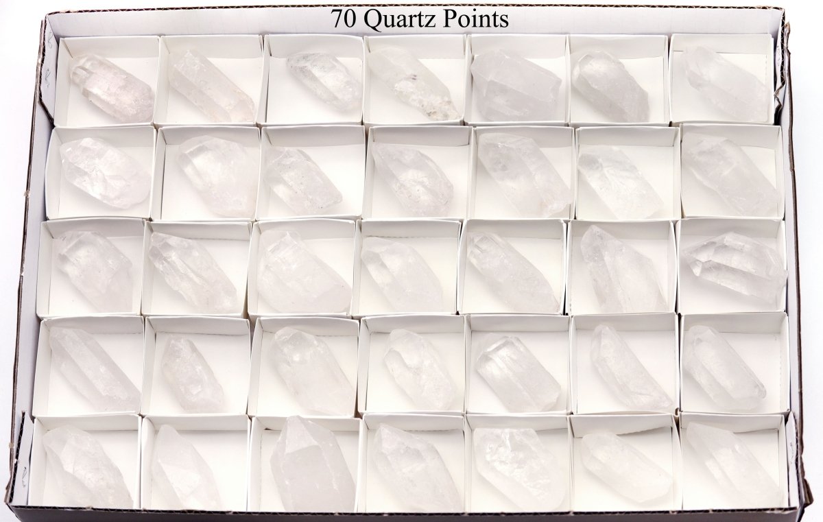 Crystal Quartz Points Flat (1-2 in) (25-50 mm) Wholesale Crystal Lot (35 pcs)
