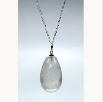 Crystal Quartz Tumbled Raindrop Pendant (4 Pieces) Size 1.5 Inches
