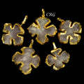 Crystal & Rose Quartz Cross Pendants with Gold Plating (5 Pieces) 1 Inch (INJD)