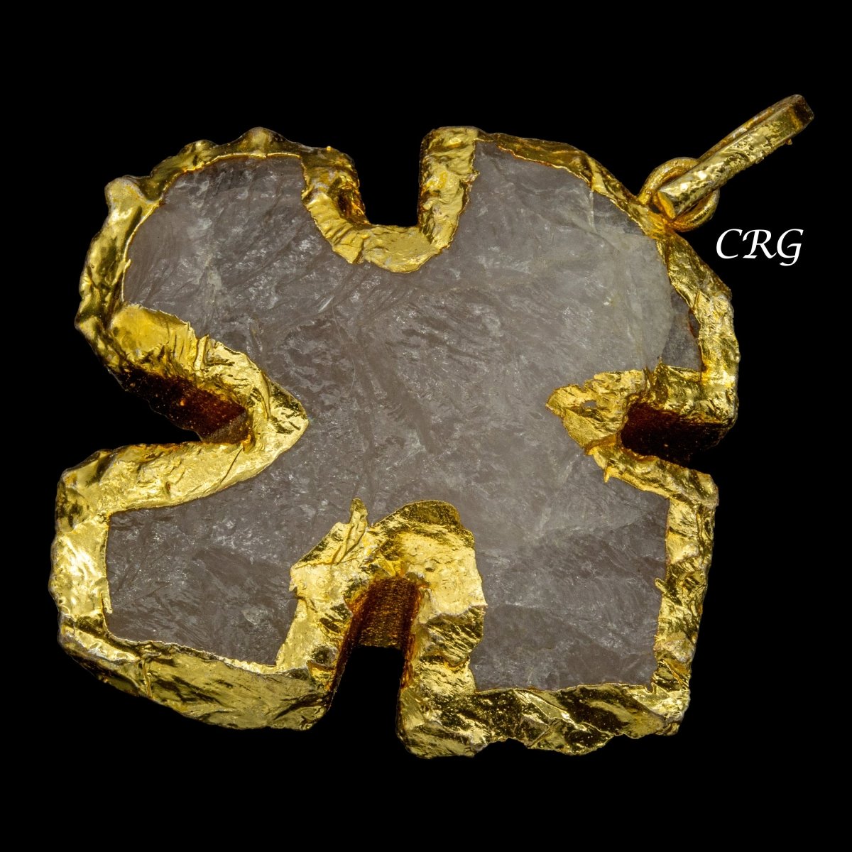 Crystal & Rose Quartz Cross Pendants with Gold Plating (5 Pieces) 1 Inch (INJD)