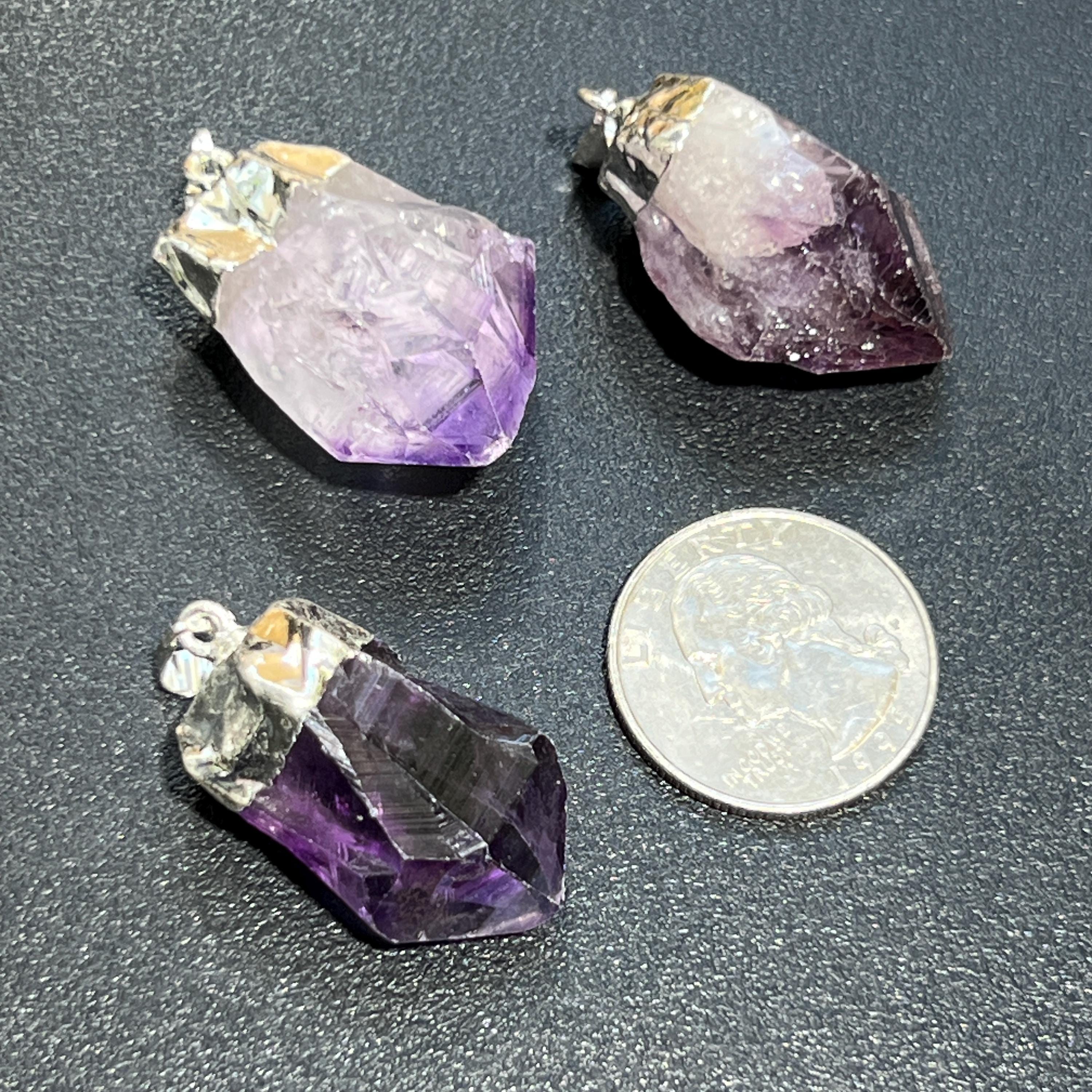 Amethyst Crystal Point Pendant (Silver Plated)
