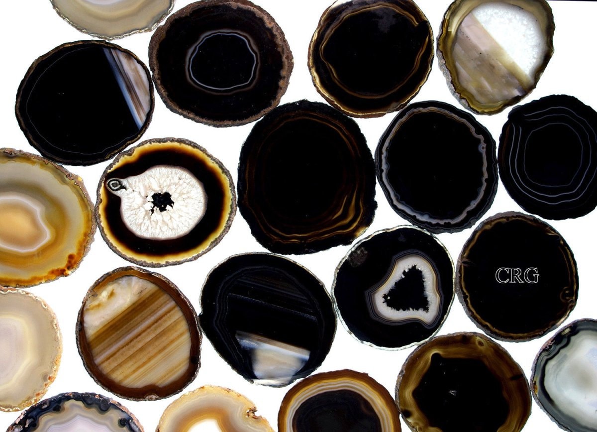 Black Agate Slice Size #4 (4 To 4.5 Inches) (1 Piece)