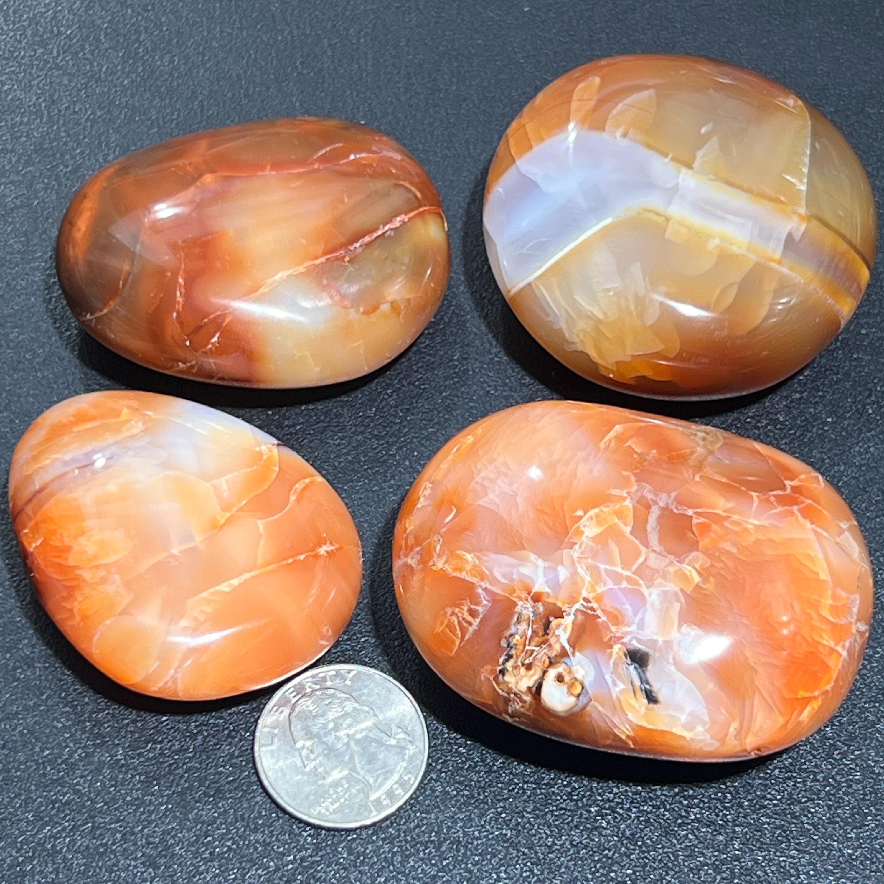 Carnelian Agate Large Tumbled Palm Stone Carving