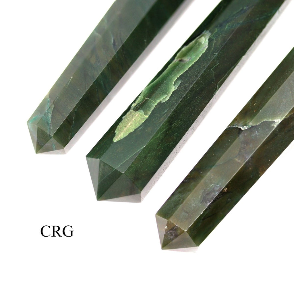 Dark Green Aventurine Wand (2 Pieces) Size 3 to 5 Inches 8-Sided Double Terminated Crystal