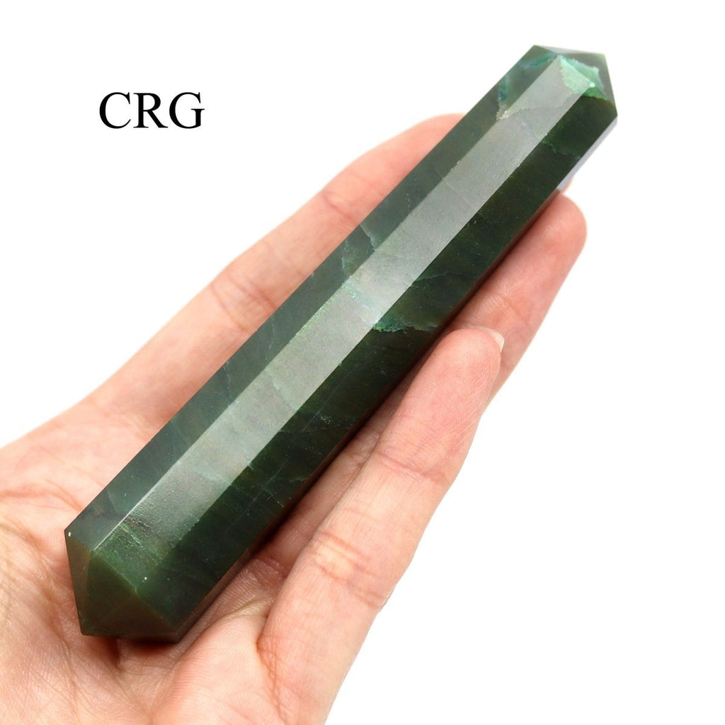 Dark Green Aventurine Wand (2 Pieces) Size 3 to 5 Inches 8-Sided Double Terminated Crystal
