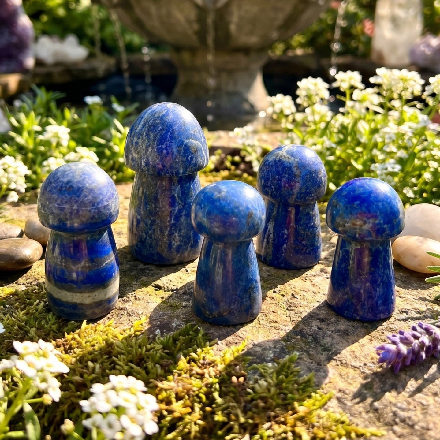 Blue Lapis Lazuli Mushroom Carving