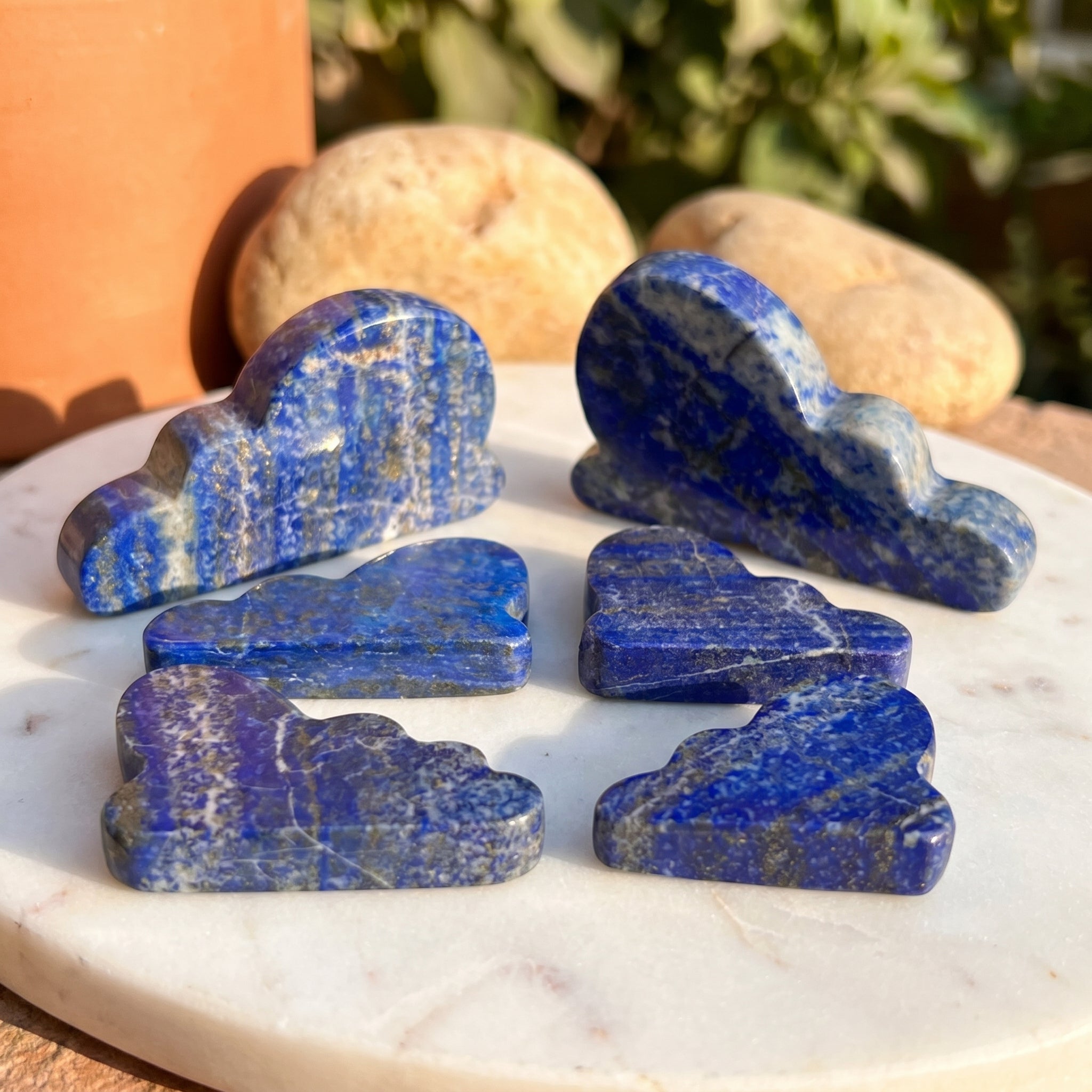 Lapis Lazuli Cloud Shape Carving (Mixed Sizes)