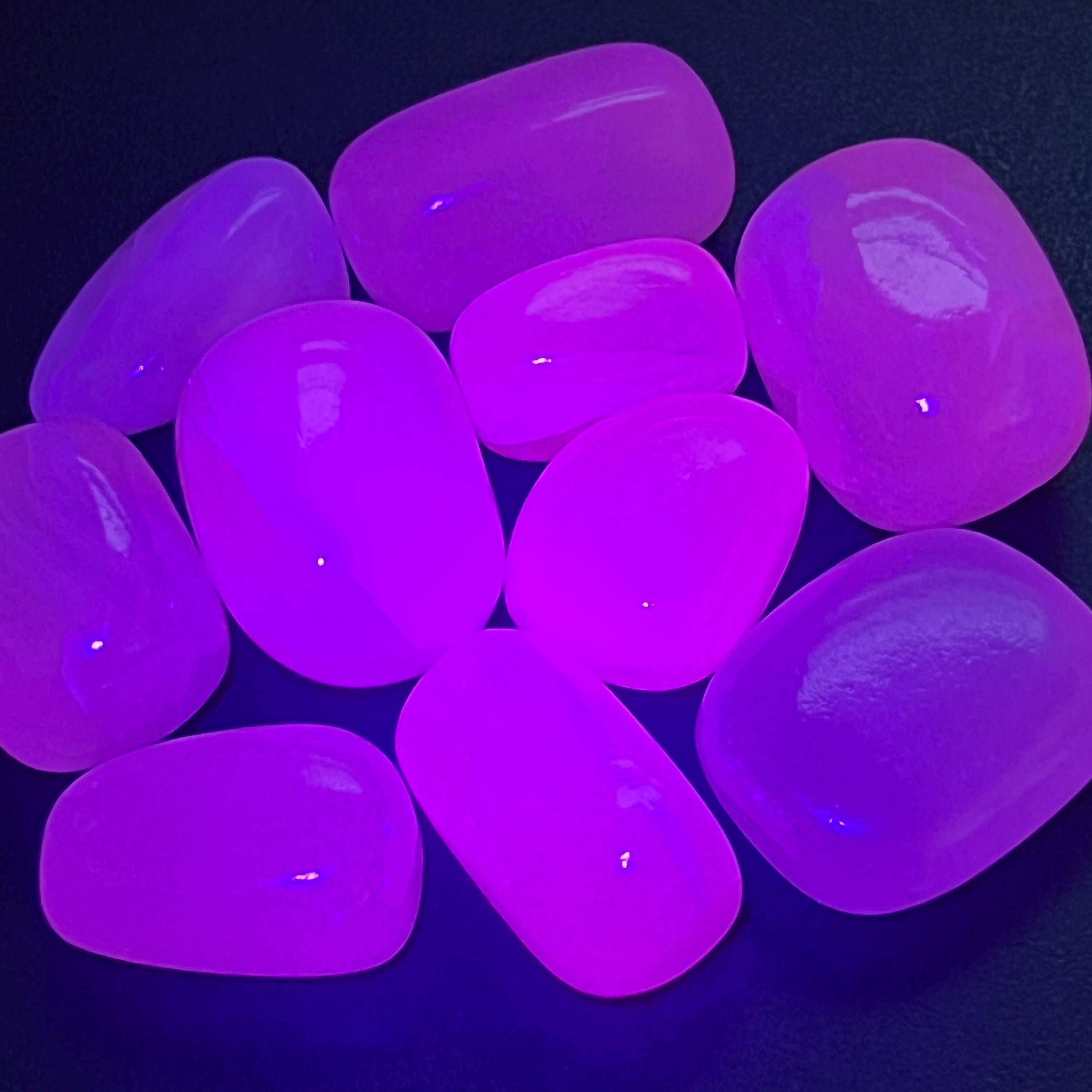 Pink Mangano Calcite Tumbled Stones (UV Reactive)(By The Piece Or Pound)