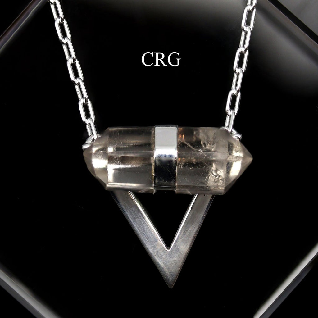 Clear Quartz Point Necklace with Silver Plated Triangle (18 Inches) (1 Piece)