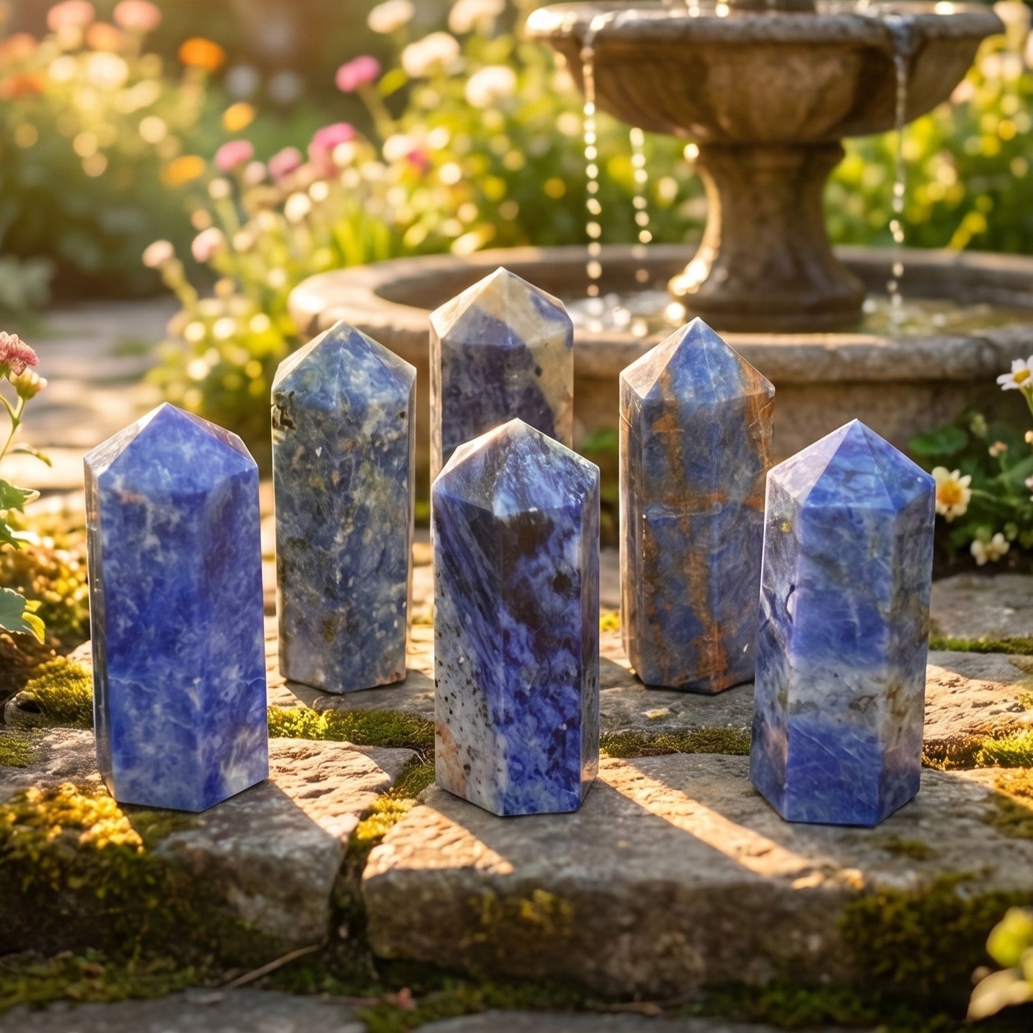Blue Sodalite Crystal Point Tower Obelisk Carving