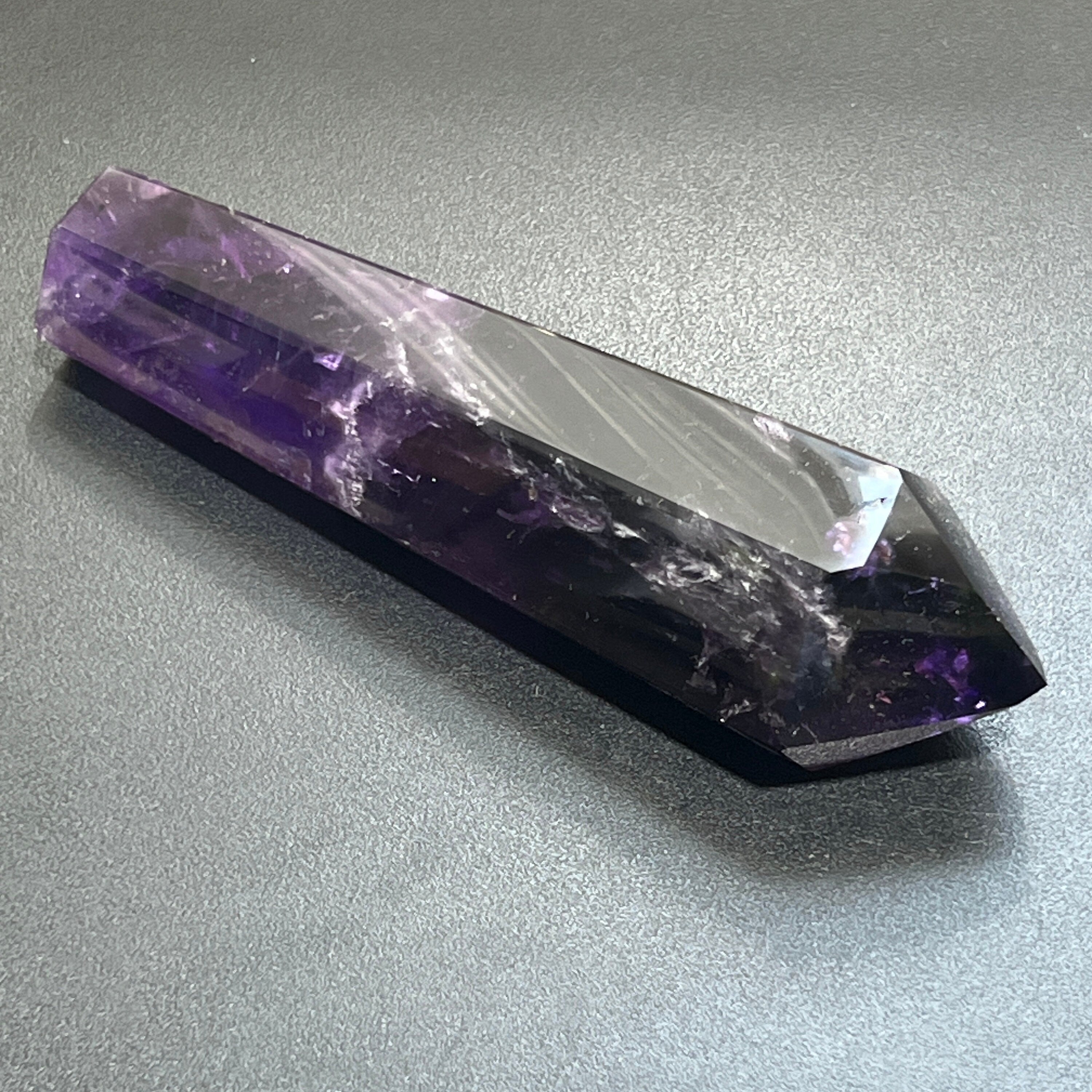 Large Dark Amethyst Crystal Faceted Standing Tower Carving