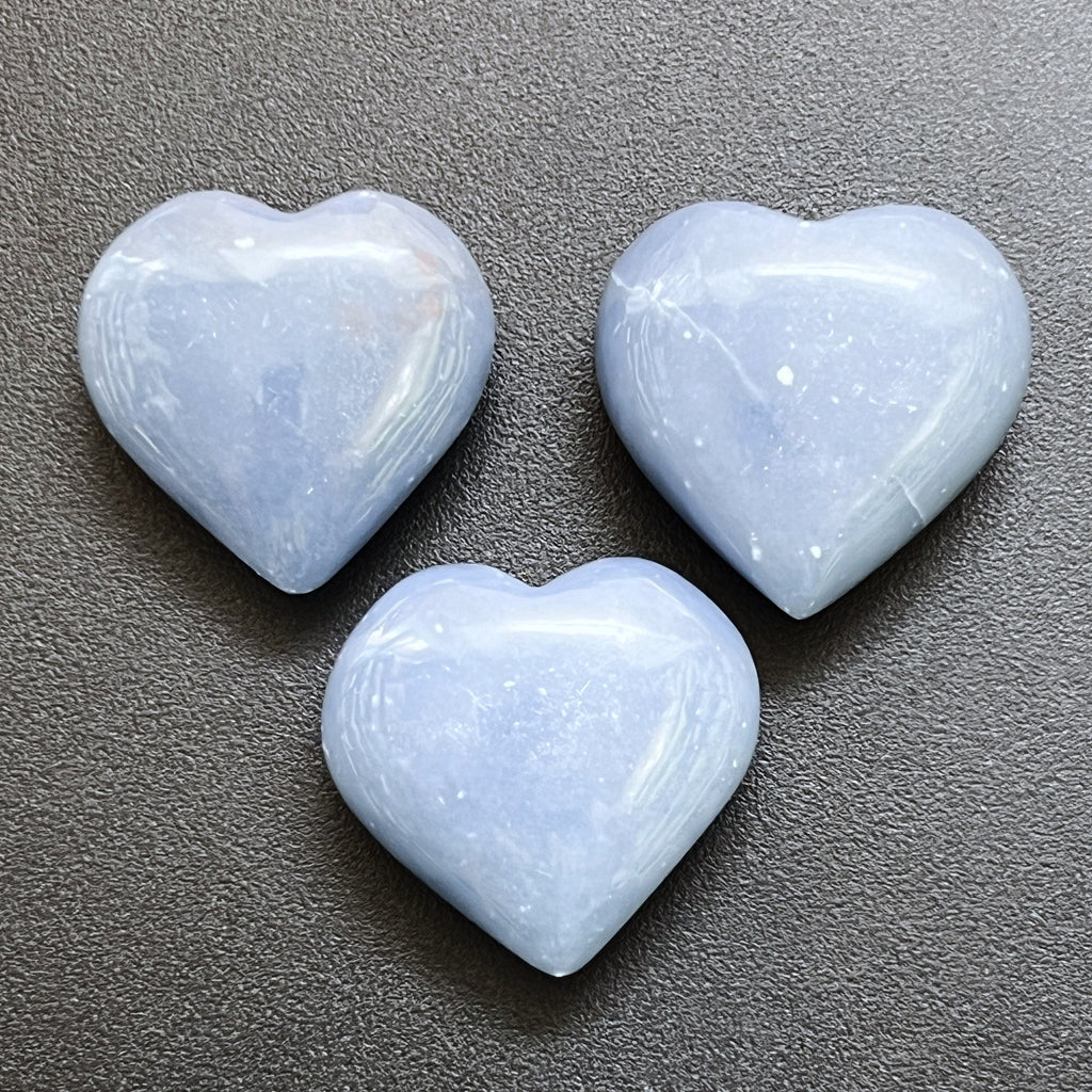 Blue Angelite Crystal Puffy Heart Carving