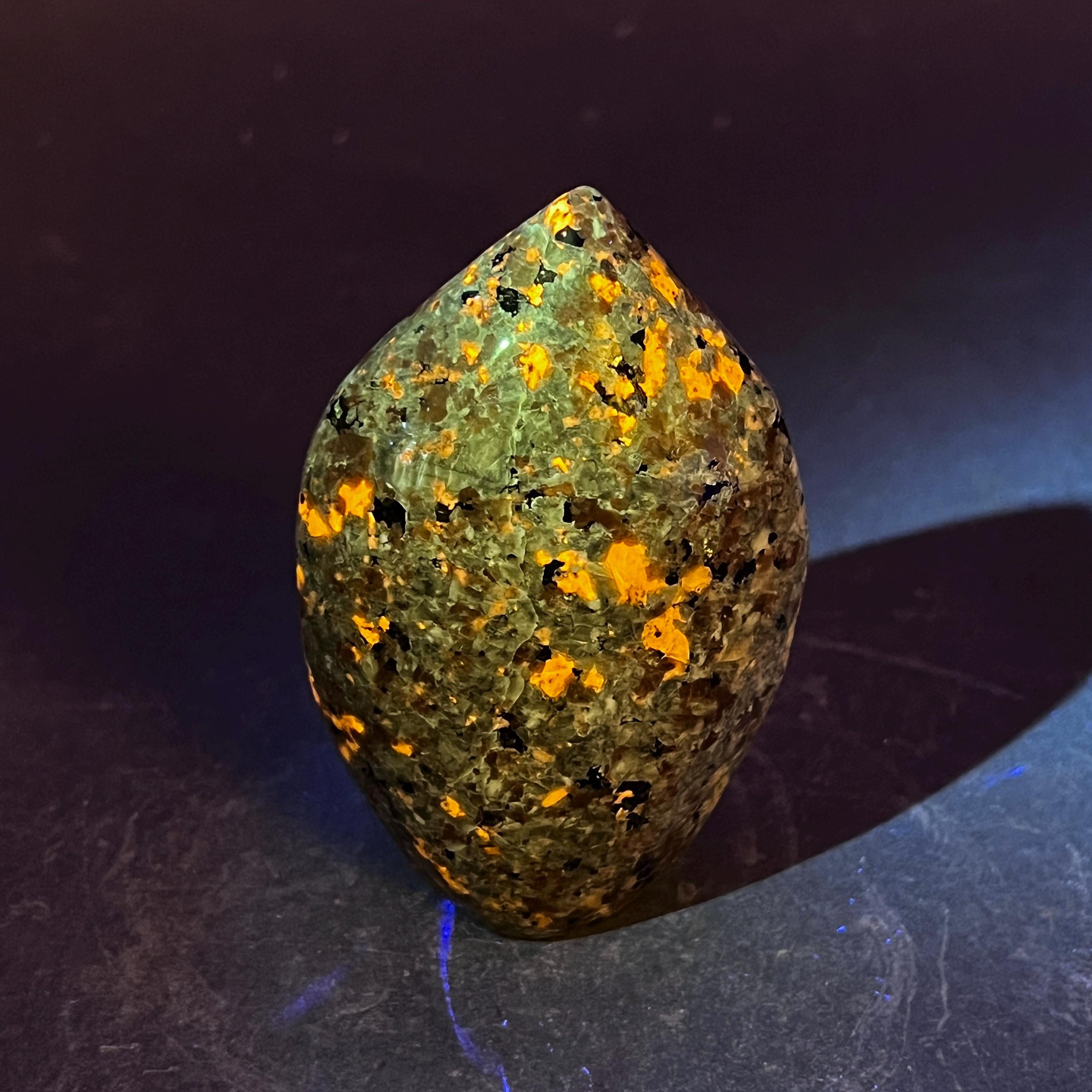 Sodalite Syenite Polished Standing Flame Carving UV Reactive