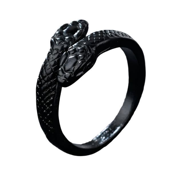 Serpent’s Oath Double Adjustable Snake Ring