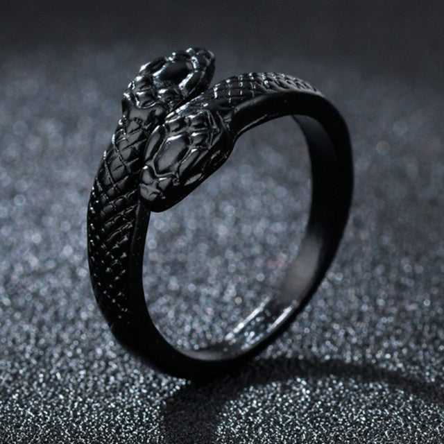 Serpent’s Oath Double Adjustable Snake Ring