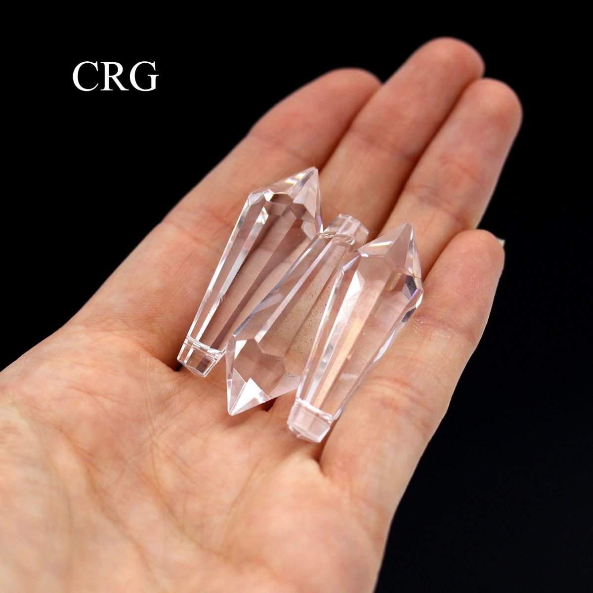 Glass Pendulum Prism Point Pendant with Drilled Hole (1.5 Inches) (1 Piece)