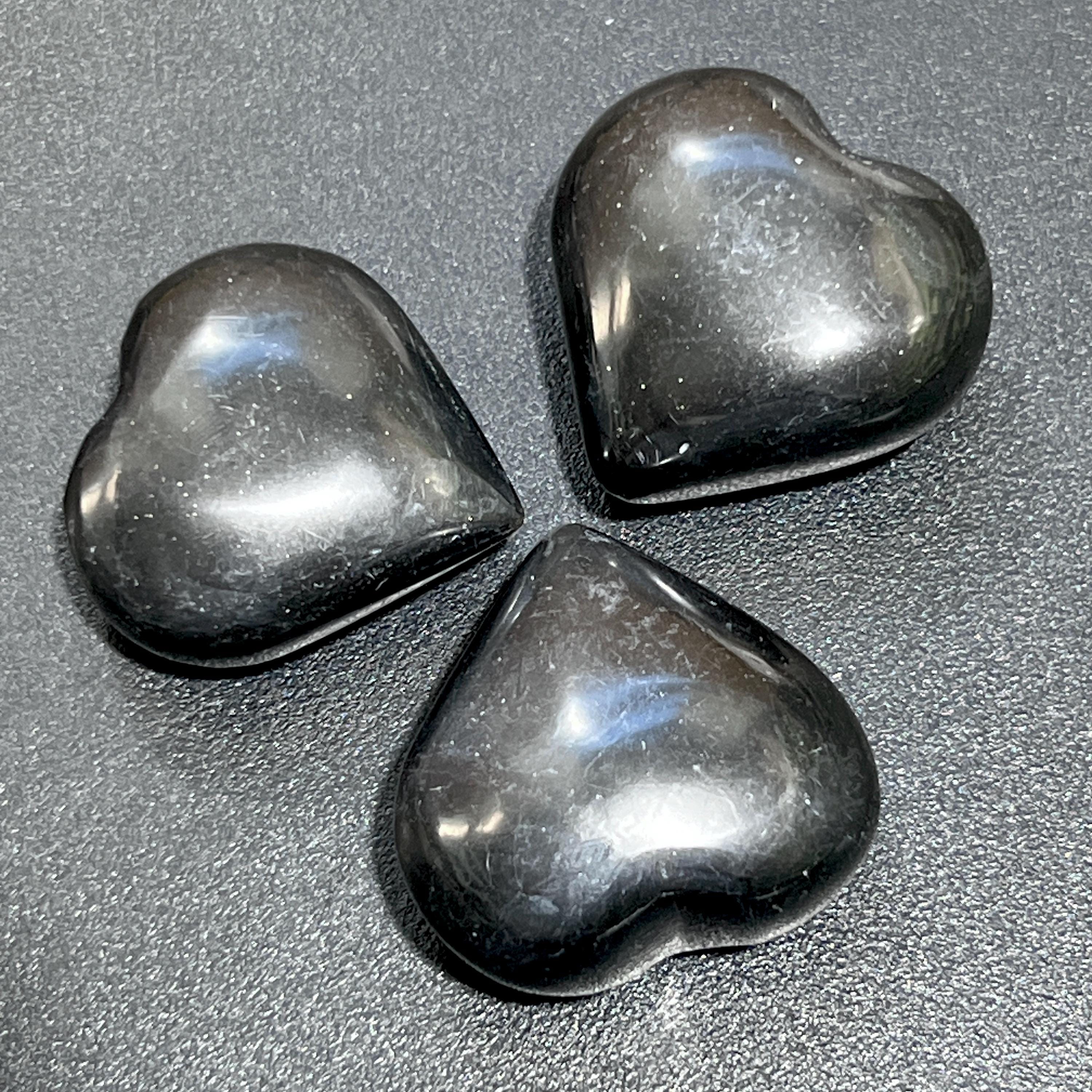 Black Onyx Puffy Heart Crystal Carving