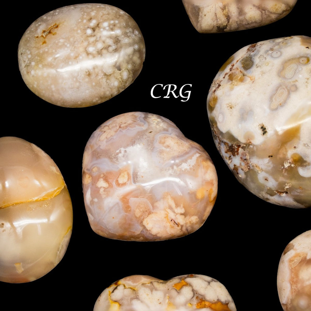 Flower Agate Palm Stones (1.5-3 in) Polished Crystal Gemstone (1 lb)