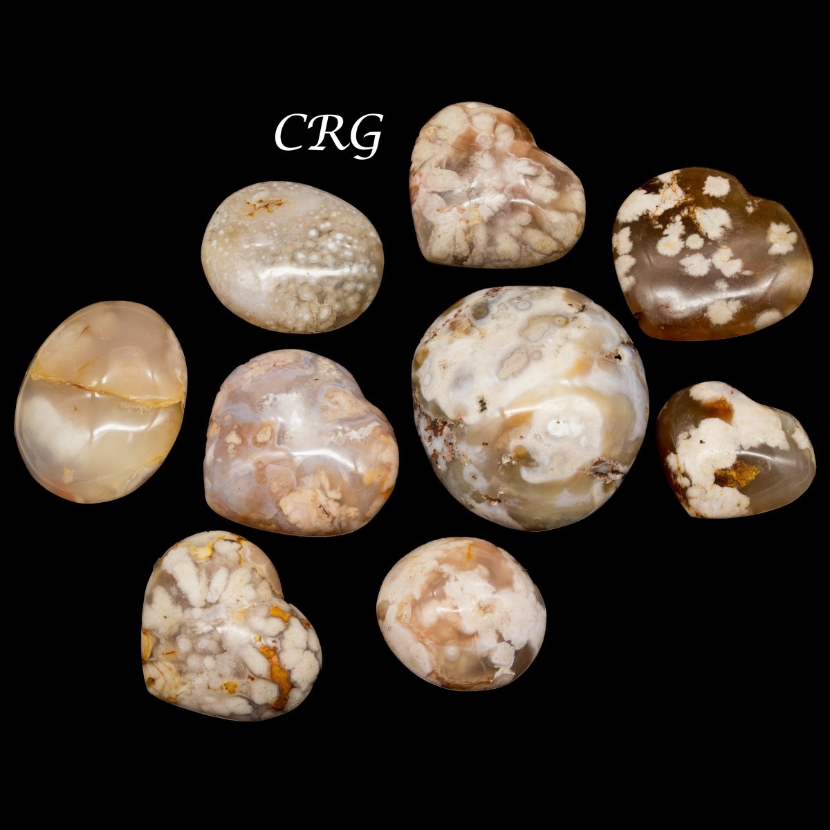 Flower Agate Palm Stones (1.5-3 in) Polished Crystal Gemstone (1 lb)