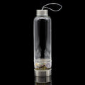 Fluorite Gemstone Metal Glass Water Bottle (1 Piece) Size 12 Inches with Black Protective Sleeve