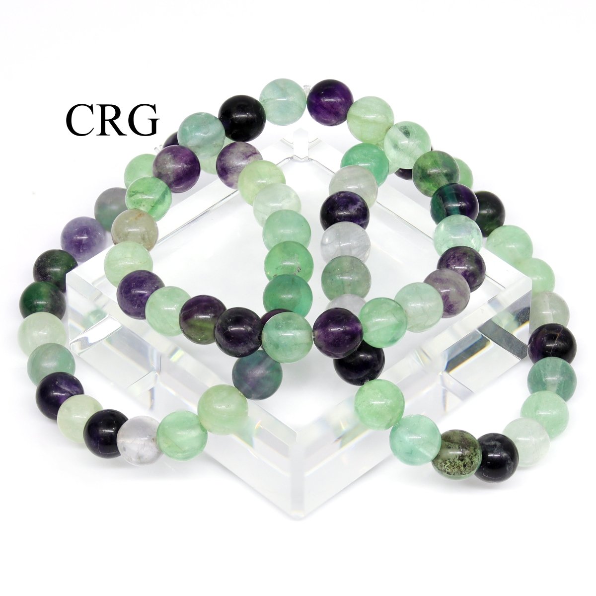 Fluorite Round Bead Stretch Bracelet (8 mm) (INJD)
