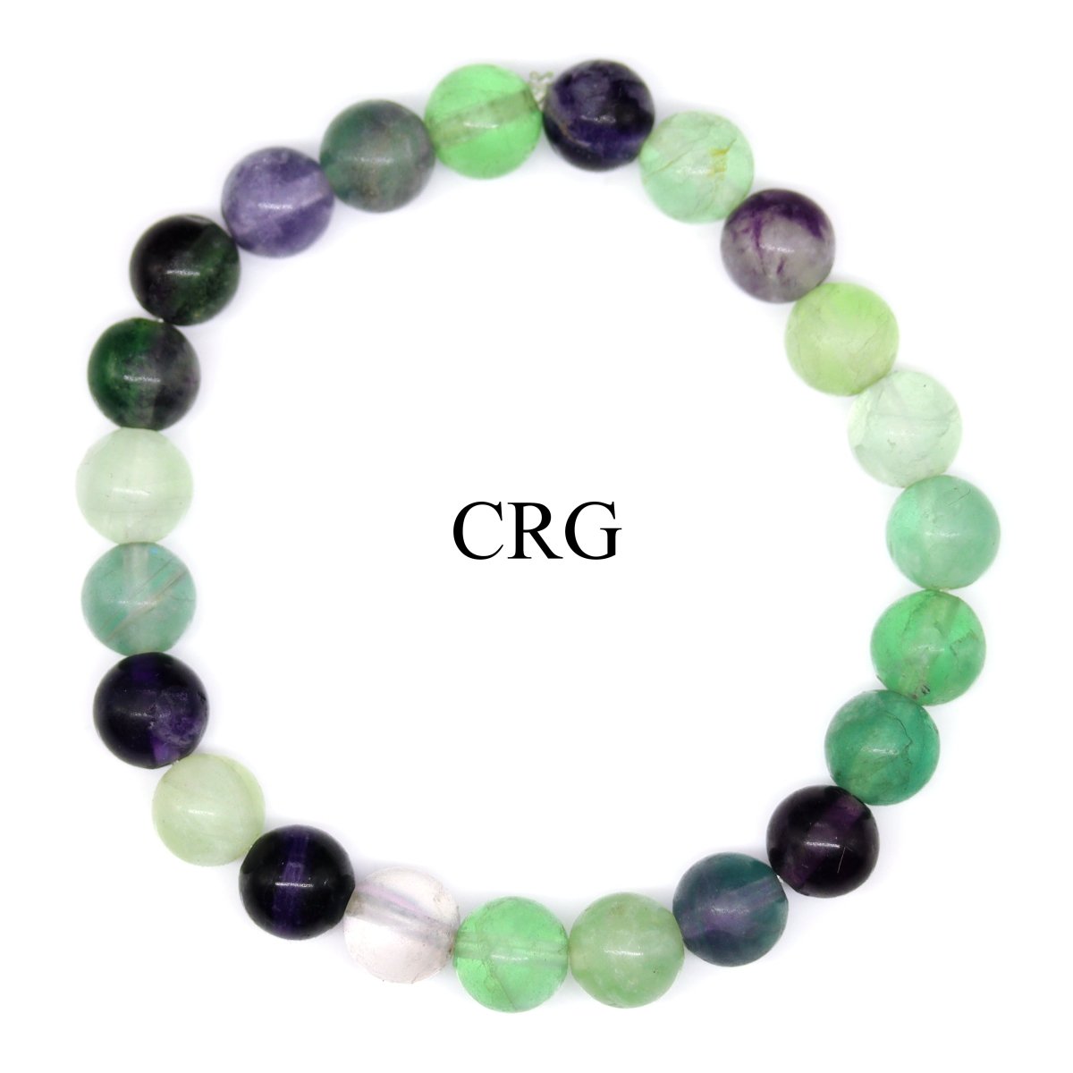Fluorite Round Bead Stretch Bracelet (8 mm) (INJD)