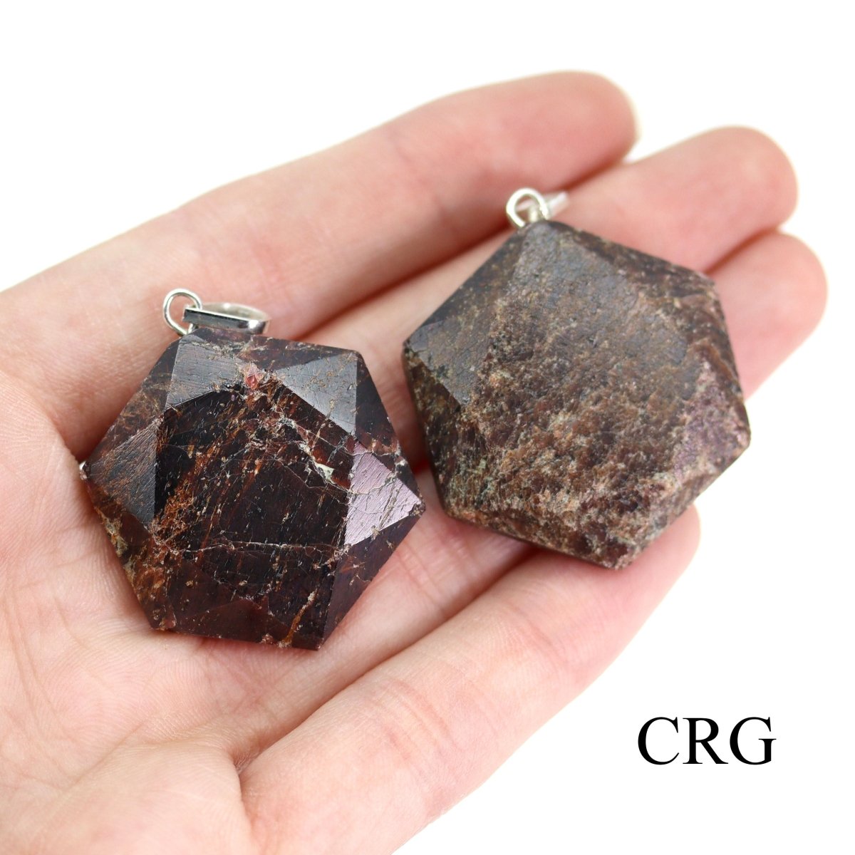 Garnet Faceted Hexagon Pendant with Silver Bail (4 Pieces) Size 1 Inch