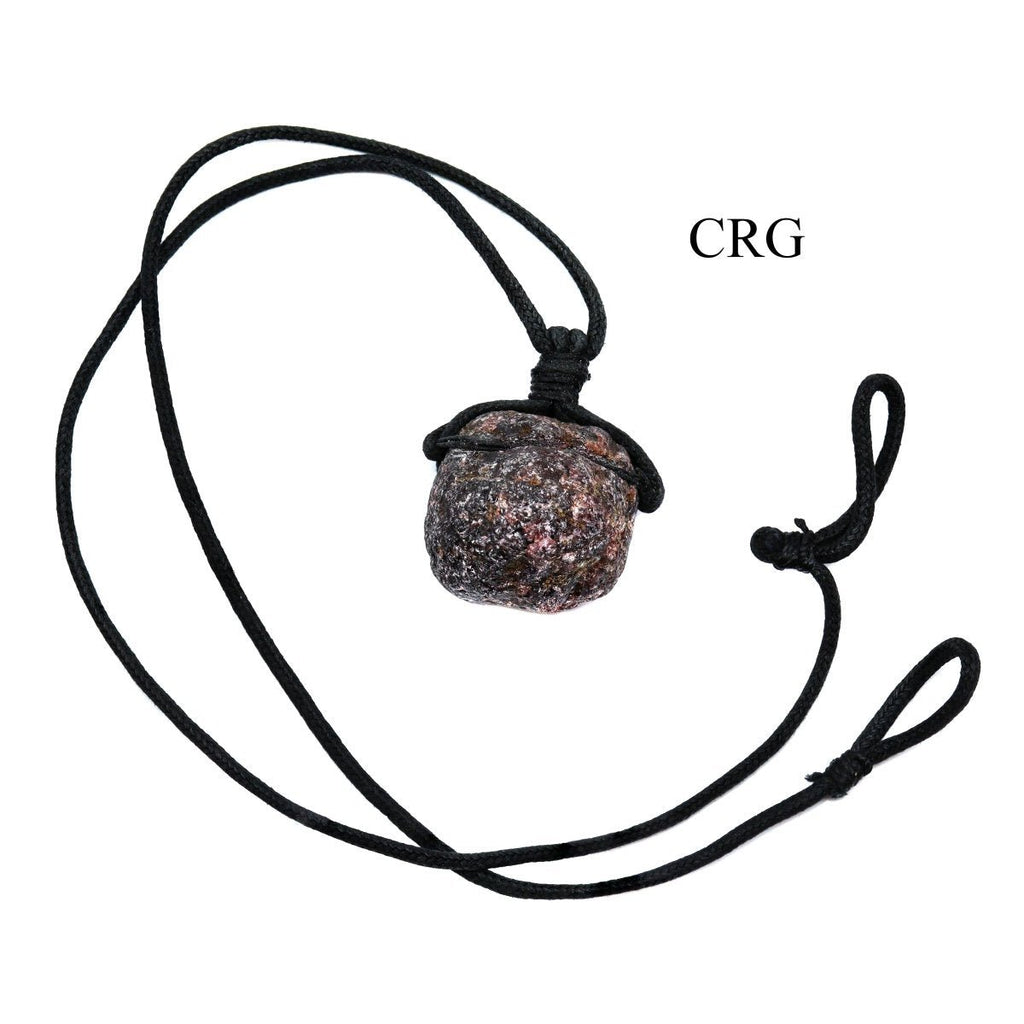 Garnet Rough Necklace on Black Cord (24 Inches) (4 Pieces)